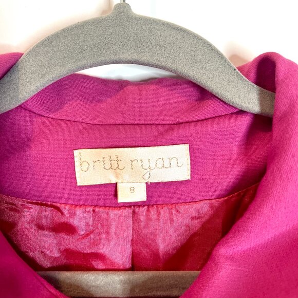 Britt Ryan Bright Barbie Pink Preppy Girly Gold Buttons Parka Peacoat Size 8 - Picture 2 of 5